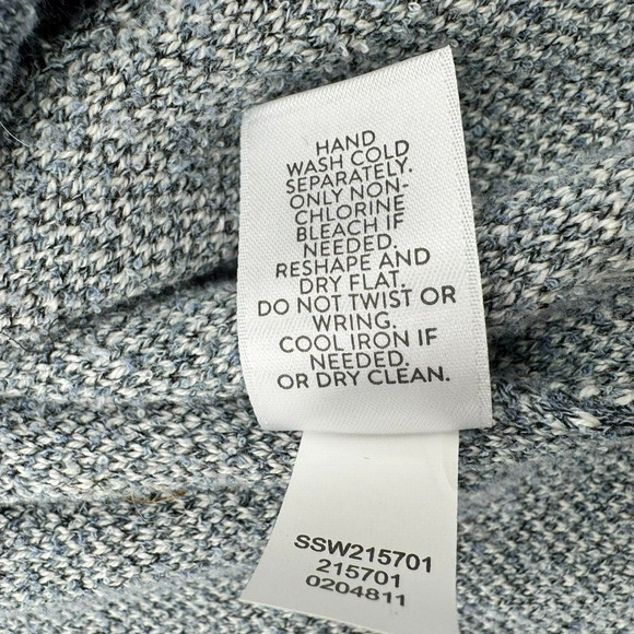 PURE JILL Medium Gray Open Front Long Terry Cardigan Sweater Pockets Embroidered - Picture 7 of 10